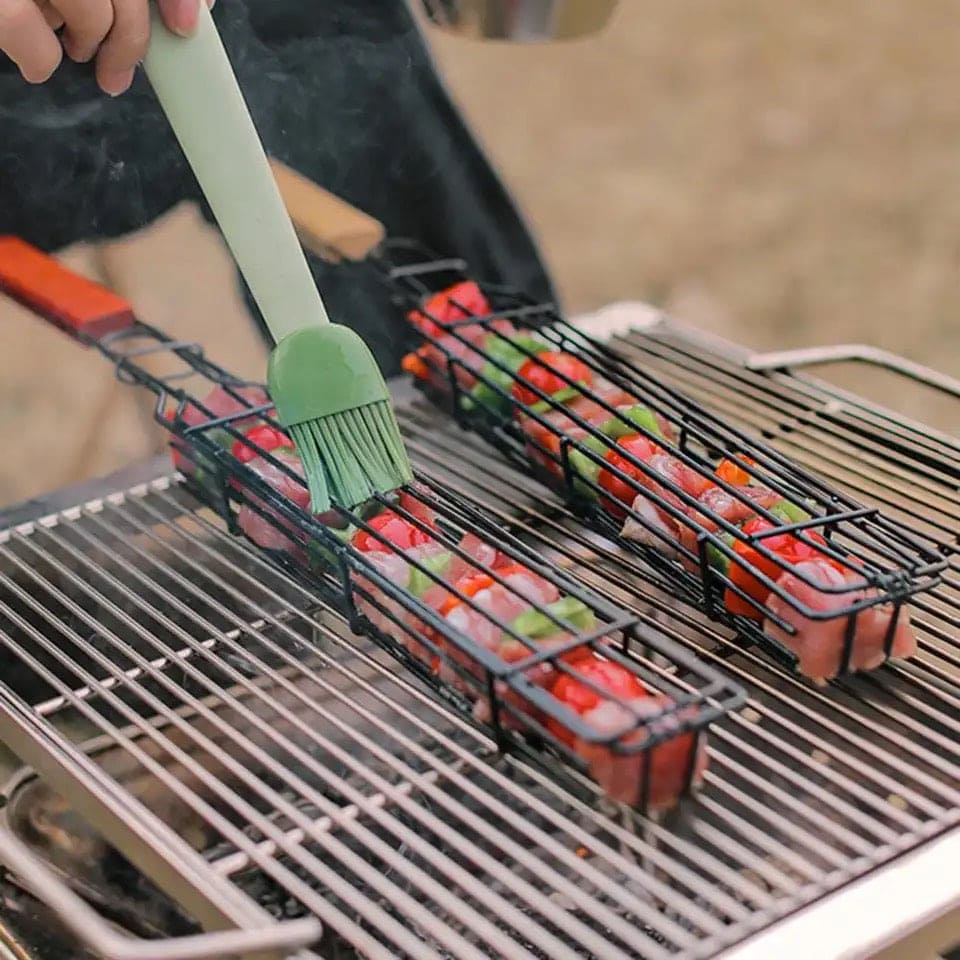 Portable BBQ Grilling Basket, Stainless Steel Nonstick Barbecue Grill Basket, Wooden Handle Barbecue Grill Basket, Barbecue Grill Mesh Rack, Coating Clamp Holder, Barbecue Picnic Camping Tools, Reusable Anti Corrosion Wooden Handle Barbecue Tool Portable BBQ Grilling Basket, Stainless Steel Nonstick Barbecue Grill Basket, Wooden Handle Barbecue Grill Basket, Barbecue Grill Mesh Rack, Coating Clamp Holder, Barbecue Picnic Camping Tools, Reusable Anti Corrosion Wooden Handle Barbecue Tool
